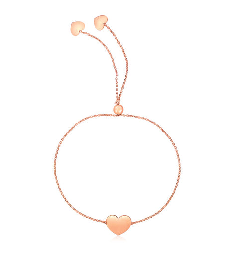 14k Rose Gold Adjustable Heart Bracelet (0.90 mm)