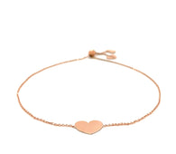 14k Rose Gold Adjustable Heart Bracelet (0.90 mm)