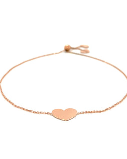 14k Rose Gold Adjustable Heart Bracelet (0.90 mm)