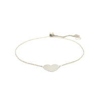 14k White Gold Adjustable Heart Bracelet (0.90 mm)