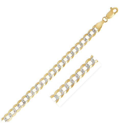 14k Two Tone Gold Pave Curb Chain (3.60 mm)