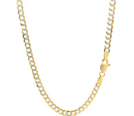 14k Two Tone Gold Pave Curb Chain (3.60 mm)