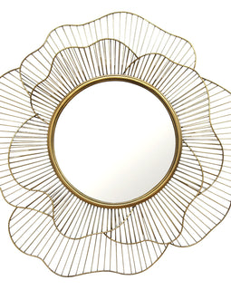 Round Gold Flower Metal Wall Mirror