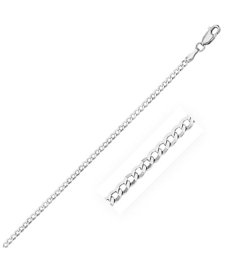 2.6mm 14k White Gold Solid Curb Chain
