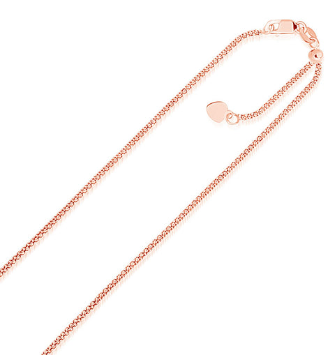 14k Rose Gold Adjustable Popcorn Chain 1.3mm