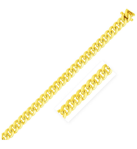 7.0mm 10k Yellow Gold Classic Miami Cuban Solid Bracelet