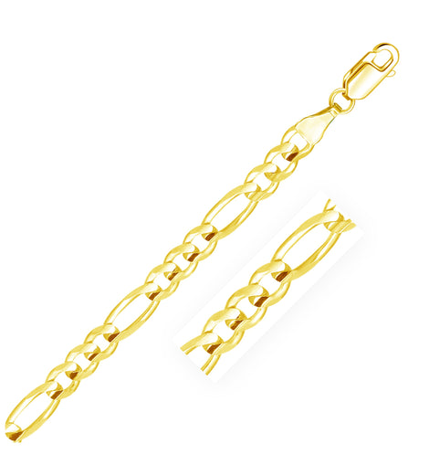 6.0mm 14k Yellow Gold Solid Figaro Bracelet