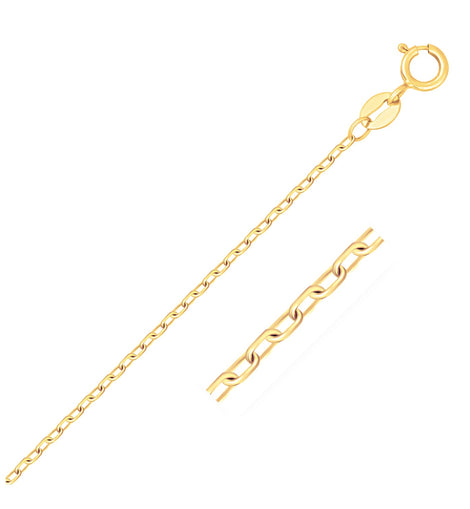 14k Yellow Gold Faceted Cable Link Chain 1.3mm