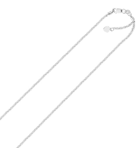 14k White Gold Adjustable Sparkle Chain 1.5mm