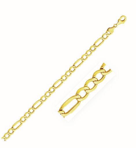 5.4mm 10k Yellow Gold Lite Figaro Chain