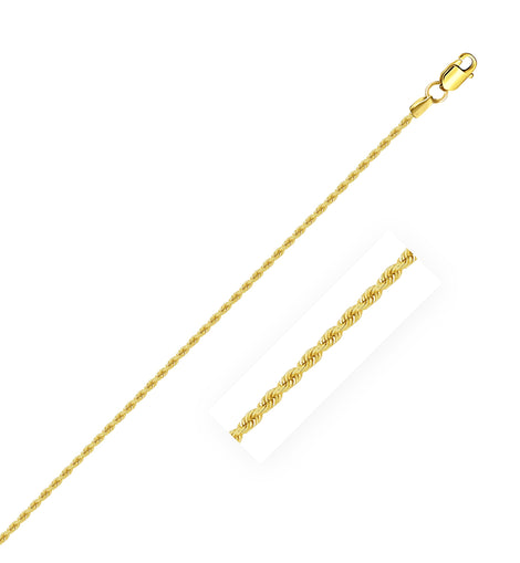14k Yellow Gold Solid Rope Chain 1.25mm