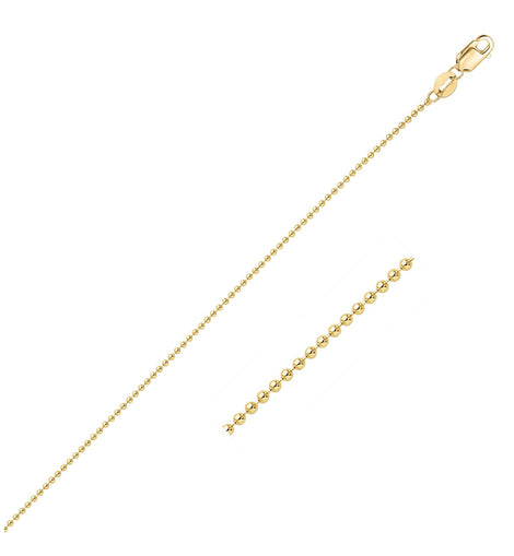 14k Yellow Gold Bead Chain 1.0mm