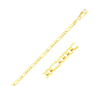 2.6mm 10k Yellow Gold Link Figaro Bracelet