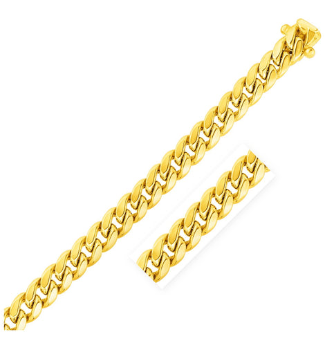 10.5mm 14k Yellow Gold Semi Solid Miami Cuban Bracelet
