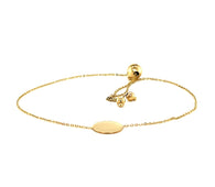 Adjustable Bracelet with Shiny Circle in 14k Yellow Gold