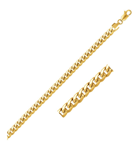 4.5mm 10k Yellow Gold Miami Cuban Semi Solid Bracelet