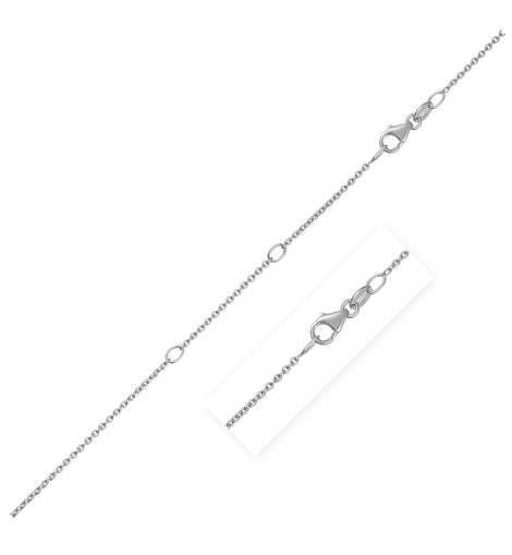 Double Extendable Diamond Cut Cable Chain in 14k White Gold (1.2mm)