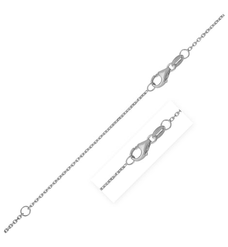 Double Extendable Diamond Cut Cable Chain in 14k White Gold (0.8mm)