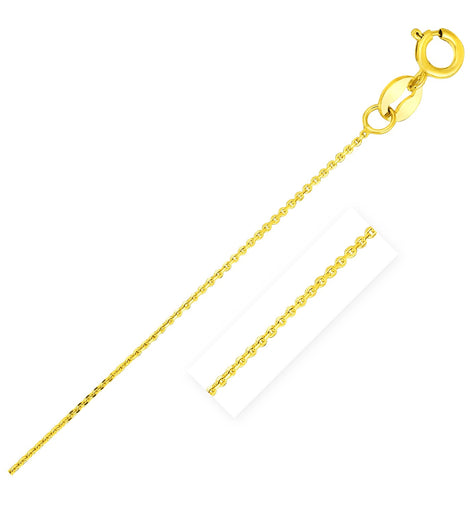 14k Yellow Gold Diamond Cut Cable Link Chain 0.7mm
