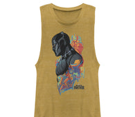 Junior's Marvel Colorful Panther Muscle Tee