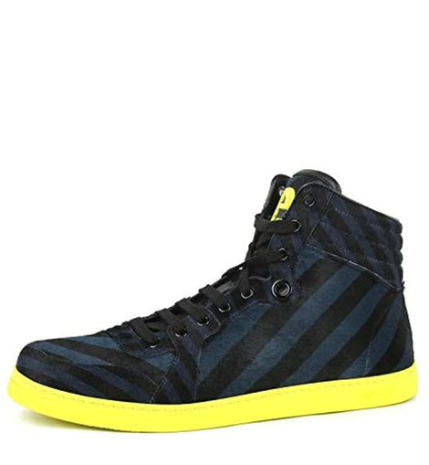 Gucci Men’s Blue Black Calf Hair Leather High-Top Limited 