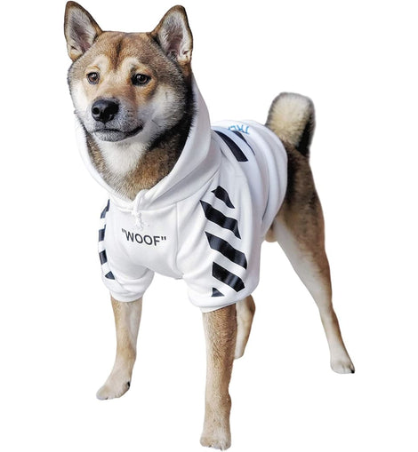 Woof Black & White Hoodie - Pet Clothes